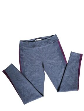 Mudd Flex Ponte High Rise Leggings Large Gray Purple Stretch Pull On Pants